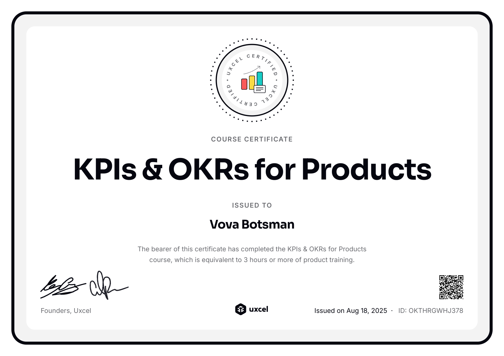 KPIs & OKRs for Products certificate
